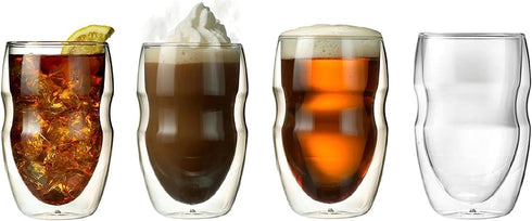 Ozeri Serafino Double Wall Insulated Beverage and Coffee Glasses, 12-Ounce, Set of 4...
