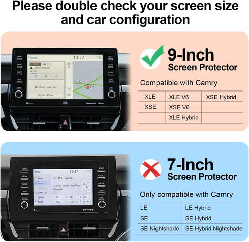 CDEFG 2 Pack Camry Screen Protector for 2021-2024 Toyota Camry Touchscreen Cover for Camry XSE XLE for Toyota Camry 2021 2022 2023 Accessories 9" ...