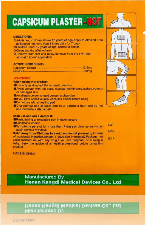 KONGDY Capsaicin Patches-30 Counts Max Strength Hot Capsicum Plaster Patch for Relief Weaken Back/Neck/Knee/Joints (7 * 10cm)...