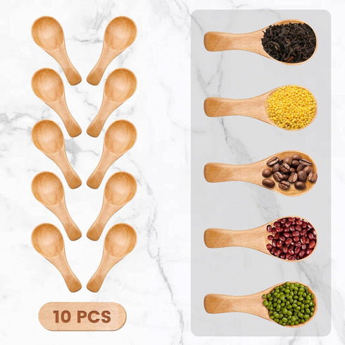 HANSGO 10PCS Small Wooden Spoons, 3 Inch Small Spoons for Spice Jars, Salt, Grains, Sugar, Coffee, Honey, Dessert, Tea, Mini Wooden Teaspoons for ...