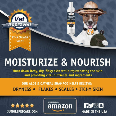 Jungle Pet Aloe Oatmeal Shampoo for Dogs - Sensitive Skin Dog Shampoo Oatmeal - Natural Dog Shampoo Sensitive Skin - Hypoallergenic Pina Colada Do...