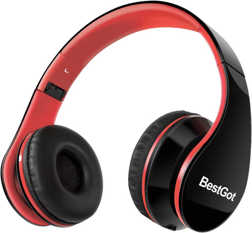 Kids Headphones for Boys Girls Adults with Microphone Volume Control Removable Audio Cable Black/Red...