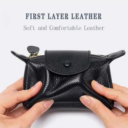 Women's Leather Coin Purse with KeyChain, Small Leather Pouch with Zipper for Women Fashionable Wallet Leather Classic Money Bag(Black), US-Bag-02...