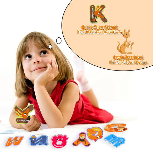 Magnetic Letters Toys for Baby Toddler 1 2 3 Year Old, ABC Refrigerator Magnets 26PCS Cute Animals Toys, Educational Learning Alphabet Magnets for...