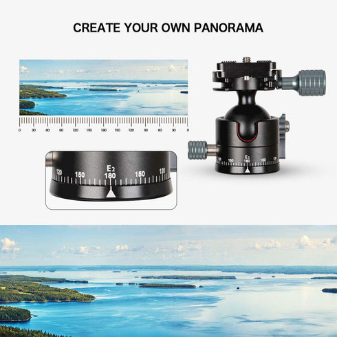 Koolehaoda Tripod Head Low Profile Ball Head, ?36mm Metal Panorama Ball Head with 1/4" Screw Arca Swiss Quick Release Plate for DSLR Camera Tripod...
