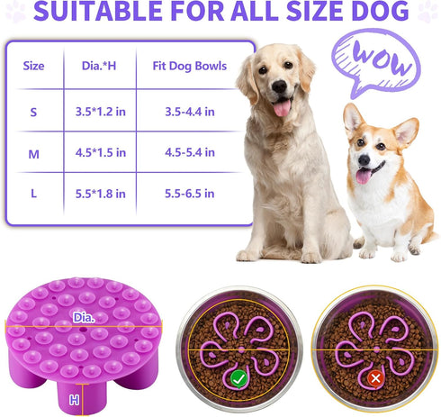 Slow Feeder Dog Bowls Insert, Bestalk Soft Silicone Slow Eating Dog Bowl Insert with Suction Cups for Small, Medium and Large Dogs(Purple S)...