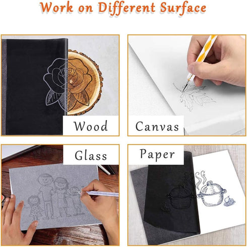 100 Sheets Tracing Paper,Carbon Graphite Transfer Paper with 5 Pieces Embossing Styluses Stylus Dotting Tools for Wood,Paper,Canvas and Other Art ...