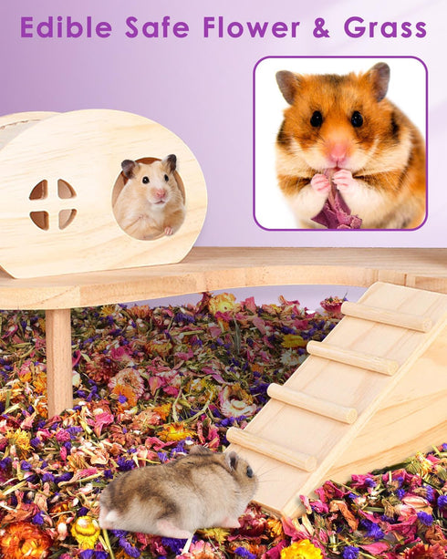 Bissap Natural Flower & Herb Hamster Bedding 300g/10.5oz, Small Animal Flower Habitat Decor for Syrian Dwarf Hamster Gerbil Chinchilla Mice Degu a...