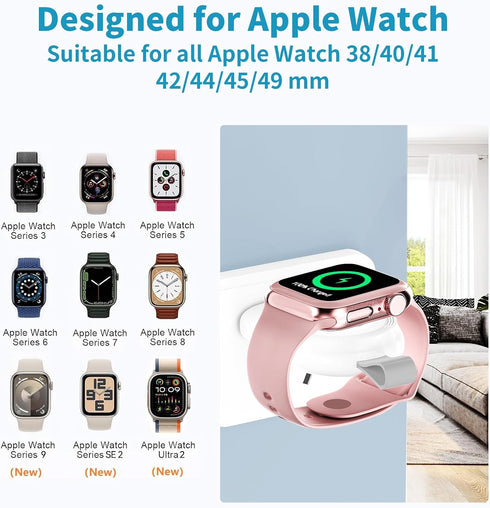 Apple Watch Charger Portable Magnetic Fast Charging, USB Wireless Charger Travel Cordless Charger with Light Weight Quick Charge Compatible with A...