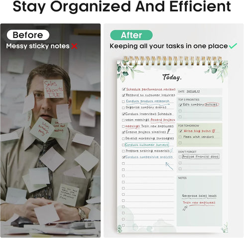 To Do List Pad - To Do List Notebook for Work with 52 Sheets, Undated Daily Planner Perfect for Daily Tasks and Goal Setting, To Do List Notepad S...