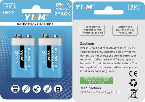 9V Batteries for Smoke Detector Smoke Alarm Carbon Zinc 9 Volt Battery 2 Pack...