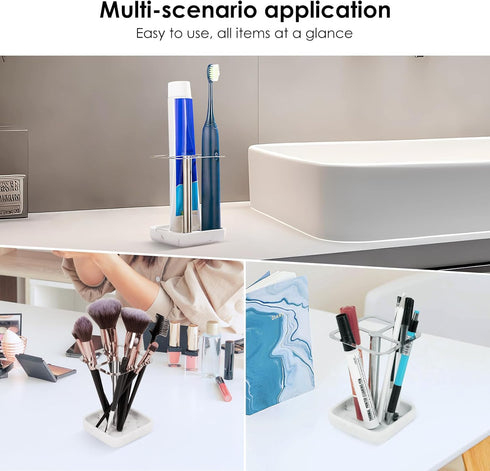 Electric Toothbrush Holder for Bathrooms Countertop, 3 Slots Tooth brushing and Toothpaste Holder, Stainless Steel Toothbrush Holder, Plastic Toot...