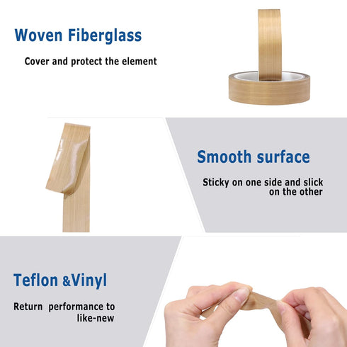 High Temperature Teflon Tape 1 inch x 33 feet PTFE Adhesive Teflon Tape - Fits Weston,FoodSaver, Seal A Meal, Cabellas Vacuum...