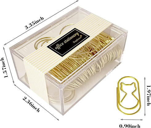 Gold Jumbo Paper Clips - 50pcs, Large 2 Inch Cat Shaped Paper Clips, Non-Skid Smooth Wire Wide PaperClips for Bookmarks, Office & School Supplies...