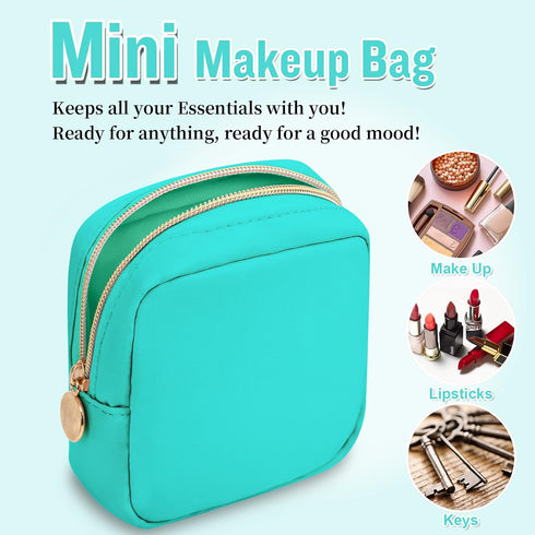 Nylon Mini Makeup Bag for Purse, Preppy Small Cute Makeup Bag Cosmetic Zipper Pouch Purse, Waterproof Travel Coin Pouch Sanitary Napkin Storage Ba...