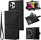 RANYOK Wallet Case Compatible with iPhone 12/12 Pro (6.1 inch), Premium PU Leather Zipper Flip Folio Wallet RFID Blocking with Wrist Strap Built-i...