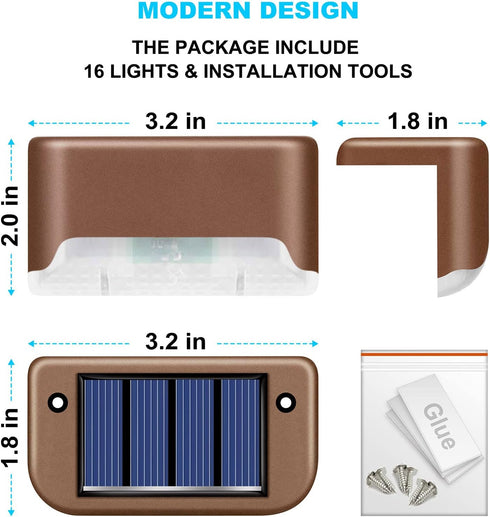 DenicMic Solar Deck Lights Outdoor, 3 Pack Solar Step Lights Waterproof Led Solar Lights for Outdoor Decks, Railing,Stairs, Step, Fence, Yard, and...