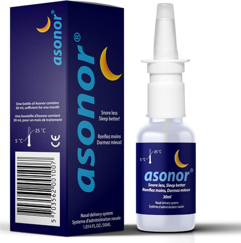 Asonor Snoring Nasal Spray - Fast Snore Stopper Drops for Better Sleep, Natural Breathing Relief - Helps Open The Throat & Air Passage While Sleep...