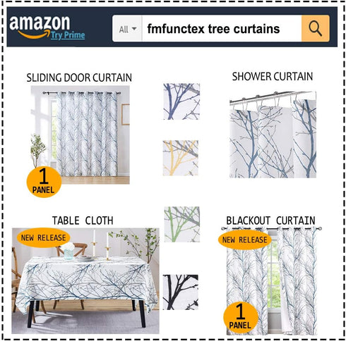 FMFUNCTEX White Valance Curtains for Windows Print Tree Branch Semi Sheer Valance Grey Green Rod Pocket Window Treatment 1 Panel, 50 x 15 Inches...