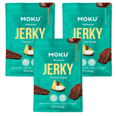 B08QYWMQMoku Plant-Based Mushroom Jerky, Hawaiian Teriyaki (3 Pack), Gluten Free, Soy-Free, Non-Gmo Vegan Snacks, No Artificial Sweetener Vegan Fo...