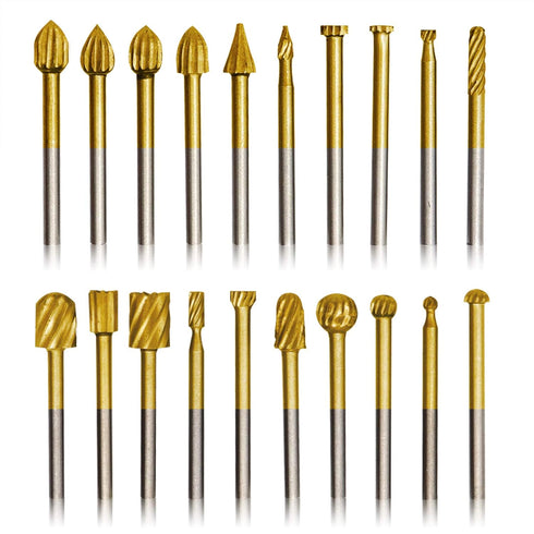 20pcs Rotary Bits Burr Set with 1/8 inch Shank for DIY Woodworking, Carving, Engraving, Drilling....