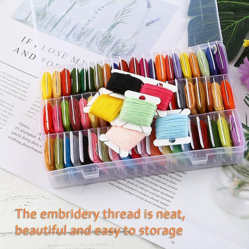 Embroidery Floss Organizer, Cross Stitch Thread Storage Box Tools - Bobbin Winder, 1 Removable 24 Compartments with 40 Hard Plastic Floss Bobbins ...