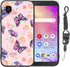 Case for Alcatel TCL A3 with Lanyard Strap Flowers Butterfly Design Shockproof Protective Phone Case for Girls Women Slim Floral Cover for TCL A3 ...