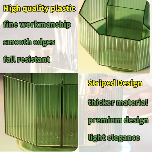 Makeup Brush Holder, 360° Rotating Makeup Organizer for Vanity with 5 Slot Large Capacity Spinning Cosmetic Display Case Skin Care Tray for Counte...