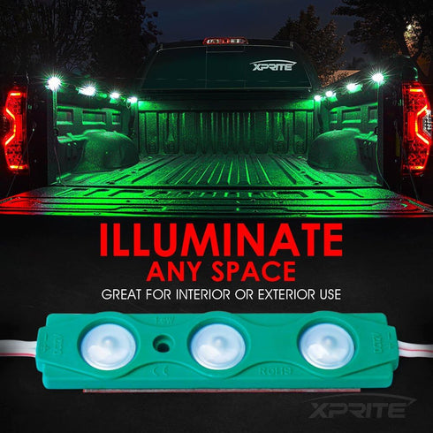 Xprite Green LED Truck Bed Light Kits with On/Off Switch, for Pickup Exterior Interior Lights Strips, Footwells, Running Boards, Cargo, Under Car,...
