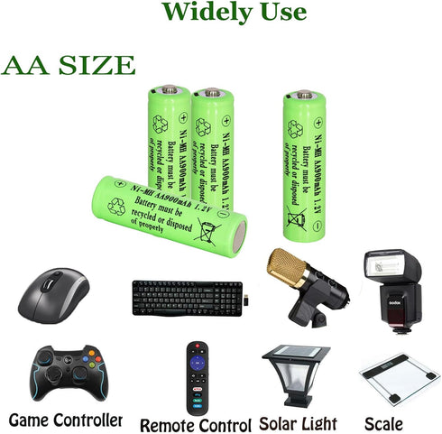 8 Packs Solar Lights Batteries AA900mah 1.2V Ni-MH Rechargeable Double A Battery for Outdoor Solar Lights, String Lights, Pathway Lights...