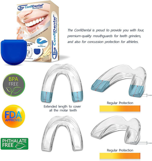 Mouth Guard for Grinding Teeth at Night - 2 Models for Larger Mouth Pack of 6 Moldable Dental Night Guards for Teeth Grinding and Clenching Teeth ...