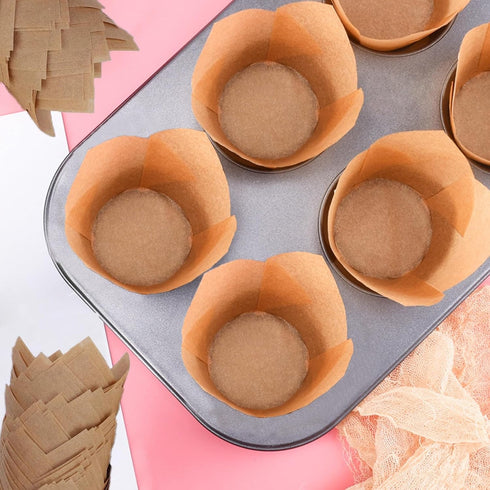 200PCS Cupcake Liners, Disposable Natural Unbleached Parchment Paper Muffin Liners for Baking Cup, Christmas, Party, Birthday...