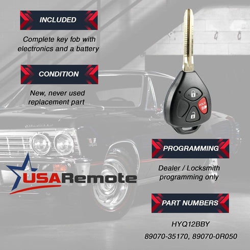 Key Fob Keyless Entry Remote fits Toyota 4Runner, Rav4, Yaris (HYQ12BBY G)...