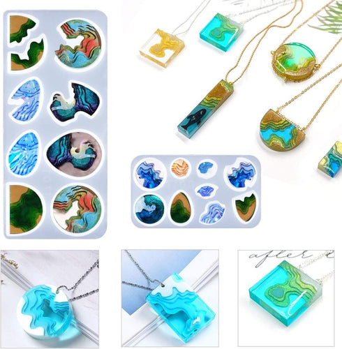 Woohome 40 PCS Island Silicone Mould Jewelry Resin Molds, 5 PCS Resin Casting Molds Jewelry Making Kit for Pendants, Necklace, Earrings, Jewelry C...