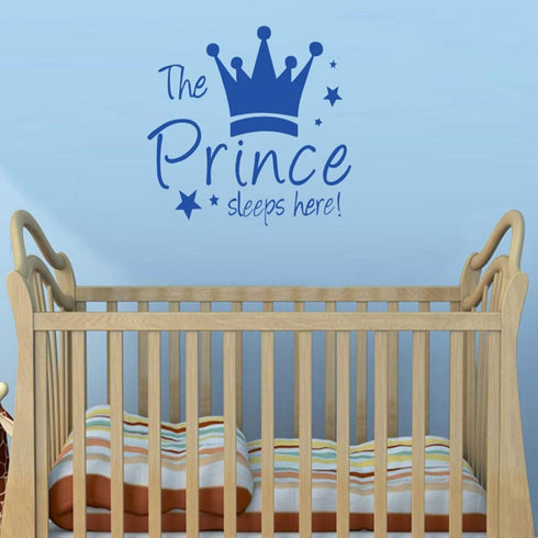Maydahui 2 PCS Wall Sticker The Prince/Princess Sleep Here 12.6 Inch Little Crown Star Art Quotes Wall Decal Decor for Living Room Bedroom...