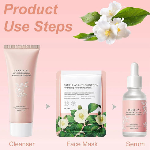 Camellia Extract Skin Care Sets, Skin Care Gift Set for Women Girls, Face Skin Care Routine Kit for Women, 5Pcs Skin Care Products Set with Cleans...