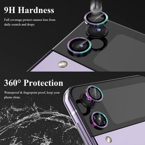 YWXTW Camera Lens Screen Protector for Samsung Galaxy Z Flip 4, Individual Anti Scratch Metal Tempered Glass Camera Cover for Galaxy Z Flip 4 5G, ...