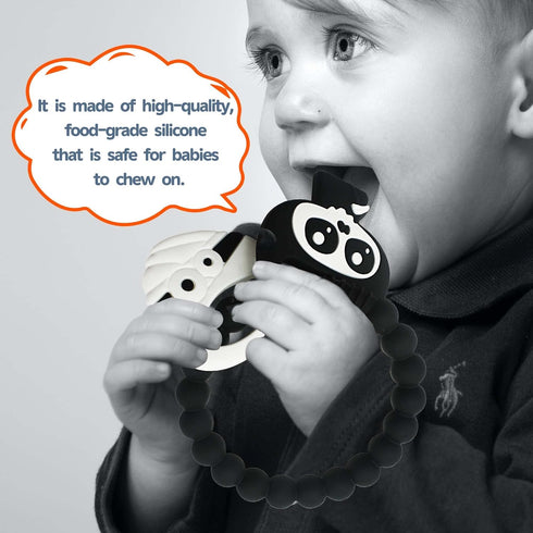 Black Goth Baby Teething Toys, Gothic Baby Teeher, Silicone Grim Reaper Chew Toy for Teething Babies...