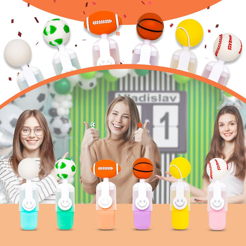 6pcs Sports Ball Highlighters - Rugby, Soccer, Basketball, Tennis, Baseball, Golf Marker Pens for Sports Parties, Birthdays, Drawing, Posters, Gre...