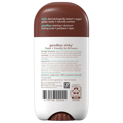 hello Sweet Coconut Deodorant With Shea Butter for Women + Men, Aluminum Free, Baking Soda Free, Parabens Free, 24 Hour Odor Protection, 2.6 Ounce...