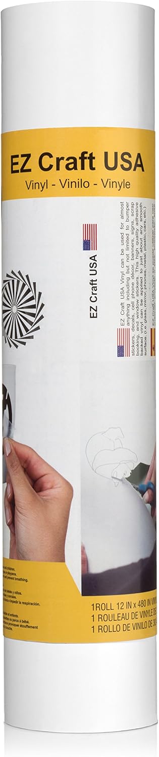 Glossy White Adhesive Vinyl Roll - Huge Permanent Vinyl Sheets 12"x40FT - Best Vynil Wrap Works With Cricut...