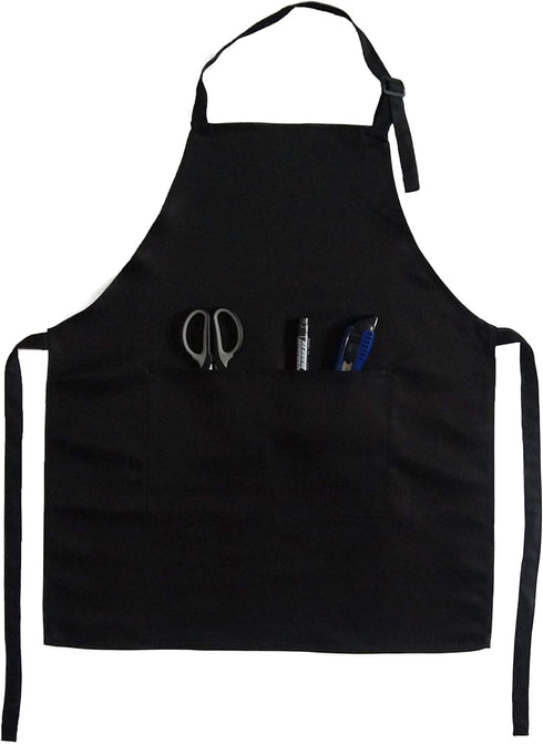 Kid Apron Adjustable Strap with 2 Pockets Painting Cooking Craft Backing Unisex Age 8-12(Black)...