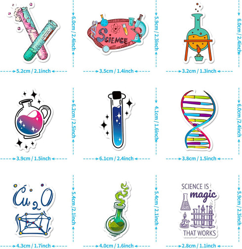 100 PCS Funny Science Laboratory Stickers, Laboratory Stickers for Kids Teens Adults, Physics Biology Chemistry Experiment Stickers, Waterproof Vi...