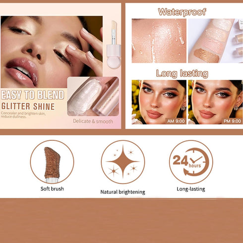 Liquid Highlighter Stick,Natural Face Luminizer Stick,Long Lasting Face Illuminator Highlight Stick,Waterproof Face Shimmer Stick,01...