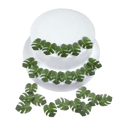 GEORLD 48pcs Edible Tropical Turtle Leaves Cupcake toppers Palm Leaf Cake for Hawaii Theme Jungle Party Cake Summer Decoration...