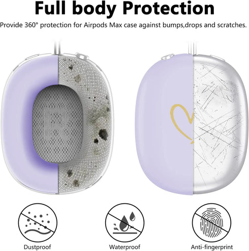 Case Cover for AirPods Max,Anti-Scratch Soft Silicone with Gold Heart Pattern Ear Cups Case Cover/Ear Pad Cover/Headband Cover for Apple Airpod Ma...