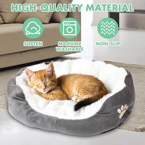 Round Dog Cat Beds Mattress Washable Pads Room, Soft Durable Plush Faux Fur Sleeping Pet Fleece Bed Mat for Small Doggy Kitten Puppy, with Anti-Sl...