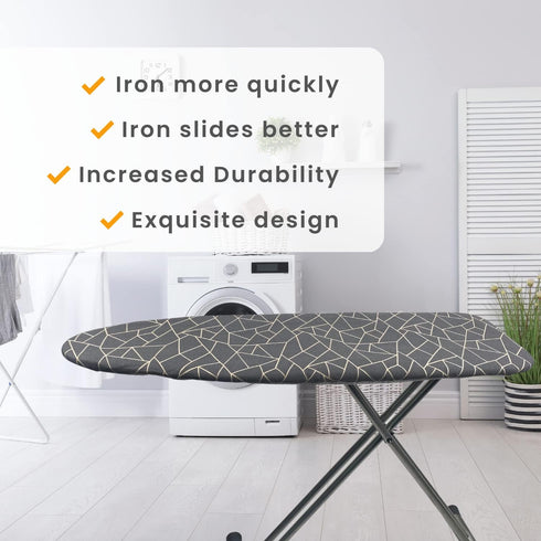 Ironing Board and Cover Drawstring Tightening with Thick Felt Padding Scorch Resistant Easy Fit Heavy Reflective Duty Adjustable 3 Layer Standart ...