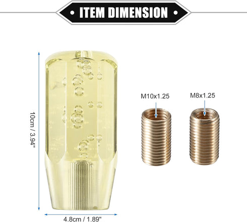Gear Shift Knob Stick, 10cm Faux Crystal Transparent Bubble Gear Shifter Universal for Manual Transmission Vehicle Durable Acrylic Yellow with Ada...