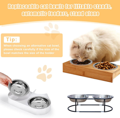 2 PCS Cat Bowls Whisker Friendly, Shallow Wide Flat Cat Food Bowls Stainless Steel,Metal Cat Dishes Whisker Fatigue Relief,Replacement Basic Cat P...